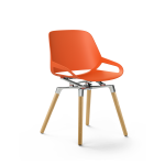 Aeris Numo met houten poten, gepolijste kinematica, oranje-rode zitschaal