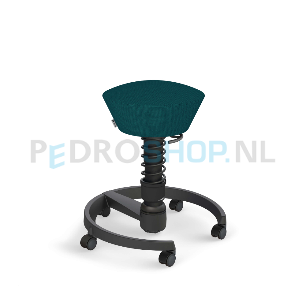 Aeris Swopper Swopper zwart frame op wielen, gerecycled polyester, petrolblauw gemêleerd