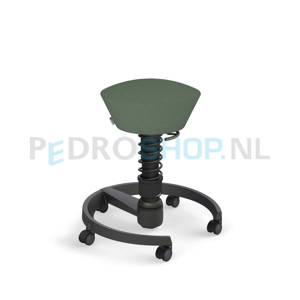 Aeris Swopper Swopper zwart frame op wielen, gerecycled polyester, lichtgroen gemêleerd