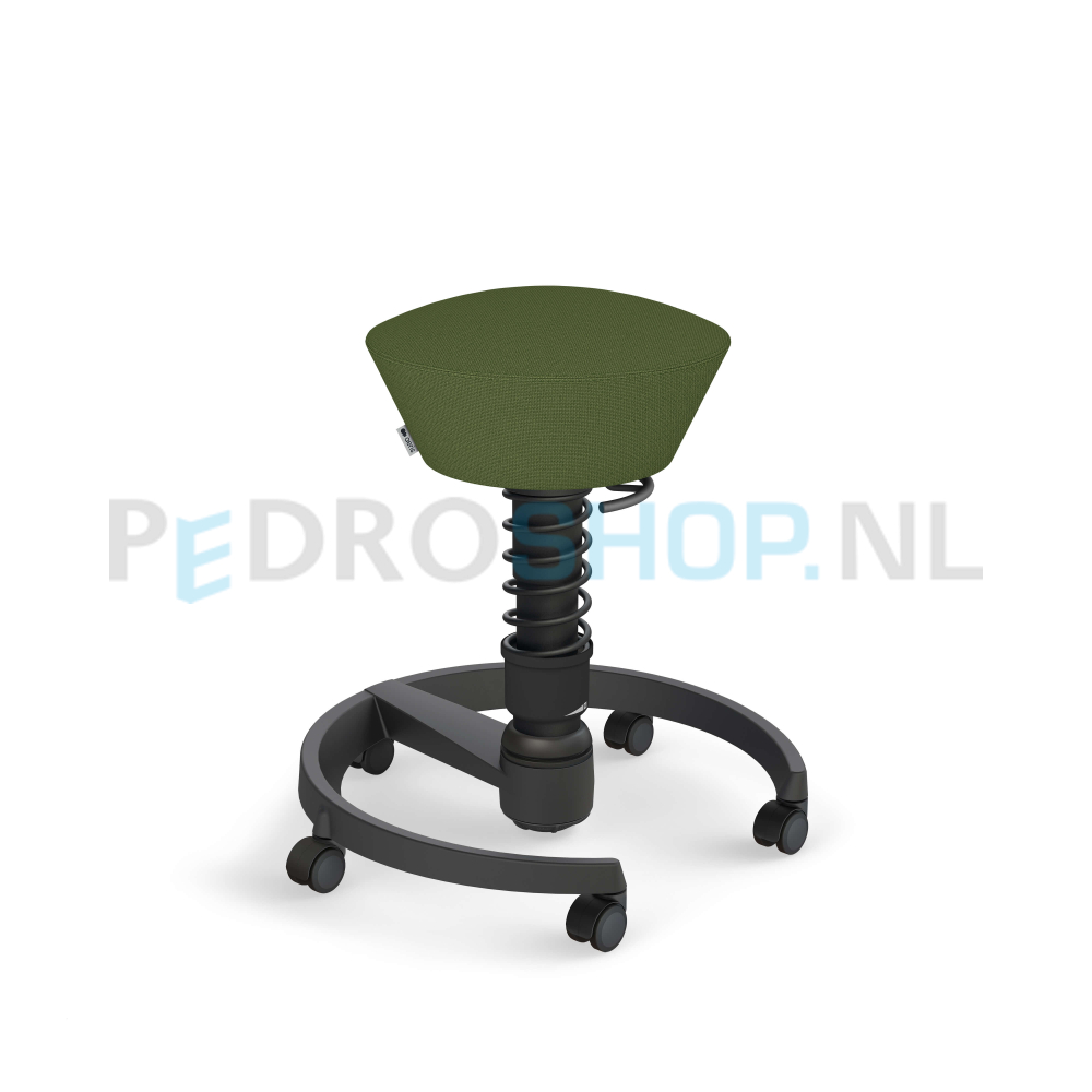 Aeris Swopper Swopper zwart frame op wielen, gerecycled polyester, varengroen gemêleerd