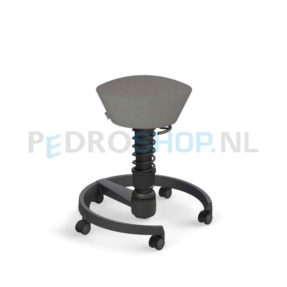 Aeris Swopper Swopper zwart frame op wielen, gerecycled polyester, lichtgrijs gemêleerd